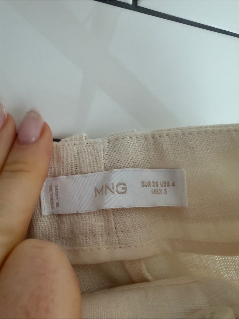 Mango Cream Straight-Leg Linen Pants - Picture 4 of 5